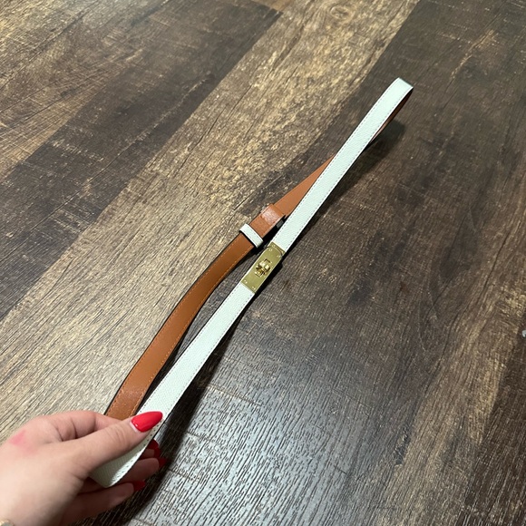 Women’s Adjustable White soft leather belt with adjustable gold accent - Picture 5 of 5